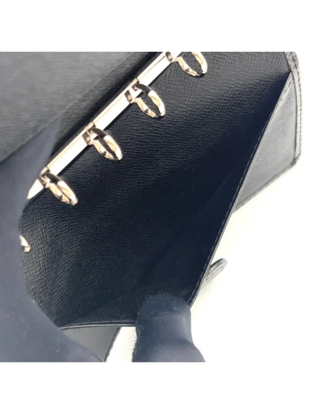 Louis Vuitton Agenda PM Taiga Leather Black Notebook Cover Silver